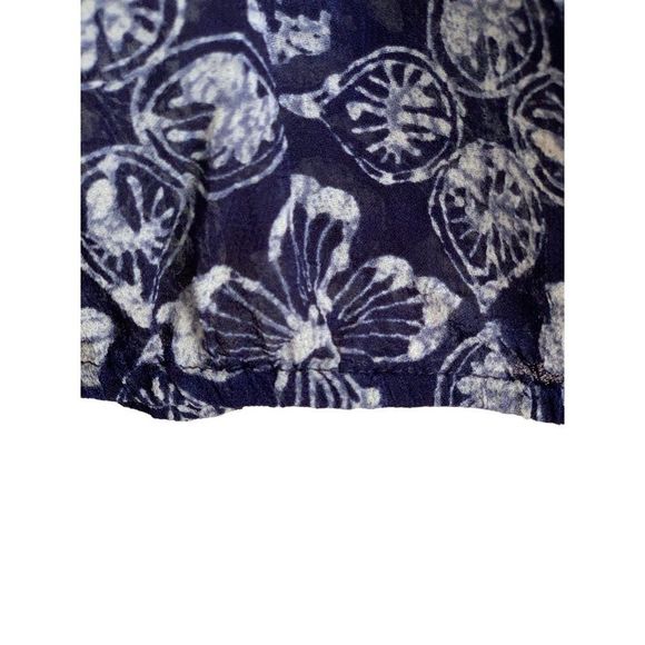 Lucky Brand Women's Size Small Estelle Printed Top Boho Sheer Trim Mid Sleeve - Picture 7 of 11